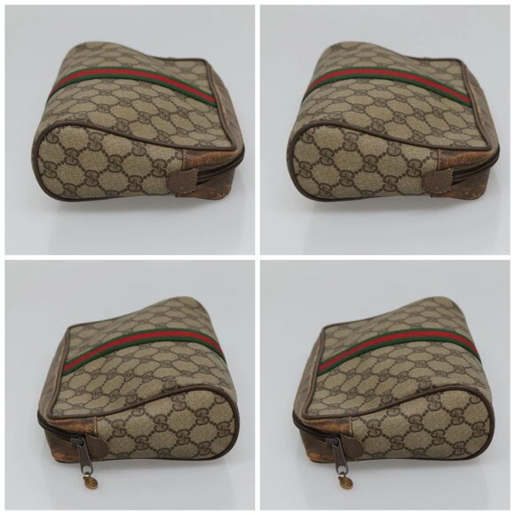 GUCCI GG Supreme Web Sherry Line Clutch Bag PVC Beige Red 56 01 012 Auth BA1131 - Picture 16 of 16